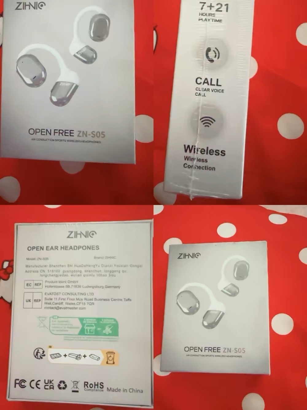Open Free ZN-S05 Wireless Open Ear Headphones - White